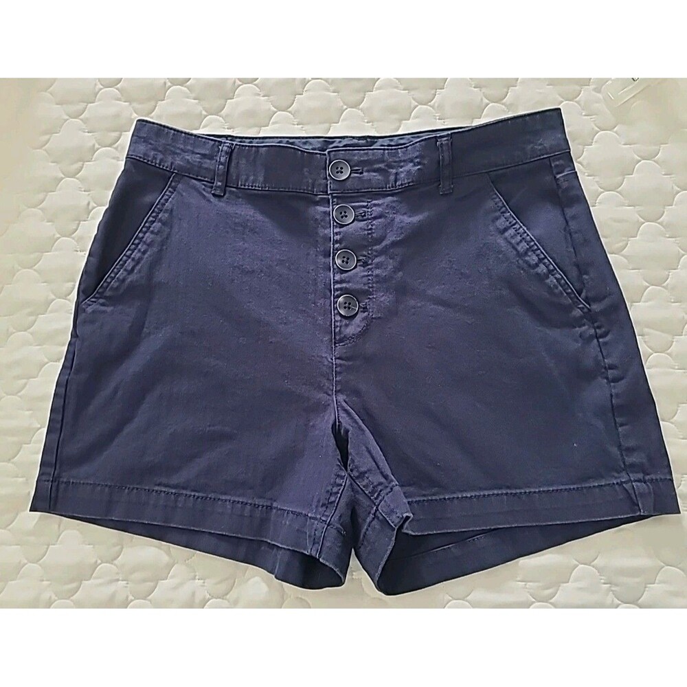 Old Navy High Rise Button Fly Navy Blue Twill Chino Style Shorts Size 8